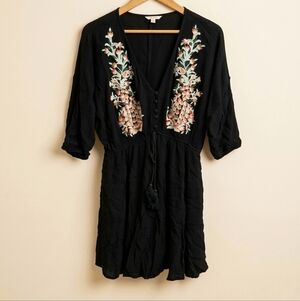 Entro Boho Floral Tiered Midi Dress - Embroidered Detail - Small